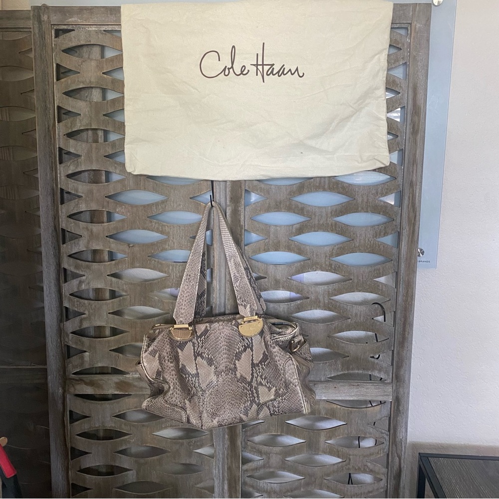 Cole Haan Brown and Tan Satchel with Textured Leather